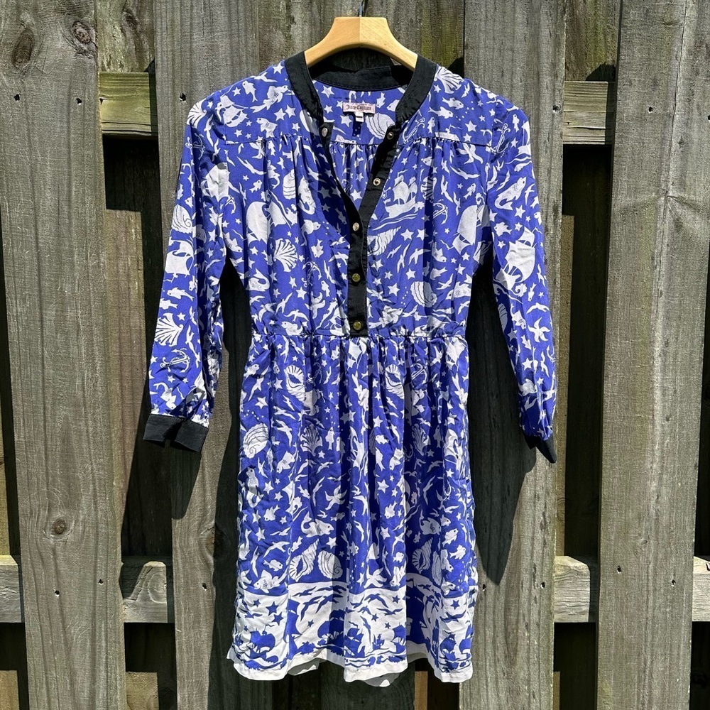 Juicy Couture Neptune Nautical Print Silk Dress Size 4